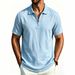 Men's Clothing Solid Color Wrinkled Polo Shirt American Style Business Casual Short Sleeve T-Shirt Half Zip Design_viptrois.com
