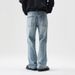 Men's Clothing Light Colored Jeans Loose Straight Leg Mopping Pants Washed High Street Slightly Flared Wide Leg Pants_viptrois.com