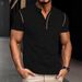Unbeatable Quality Men's Summer Color Blocked Casual Loose Button Placket Pineiphone Grid Short Sleeved Men's Polo Shirt_viptrois.com