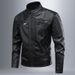 Men's Clothing Men's Pu Retro Leather Jacket Stand Collar Motorcycle Style With Velvet Lining_viptrois.com