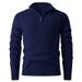 Pure Foreign Trade Cross-Border New Men's Knitted Solid Color Simple Stand Collar Half-Zip Casual Base Shirt Sweater_viptrois.com