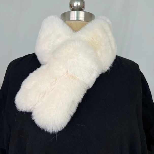 Imitation Rex Rabbit Hair Scarf Cute Rabbit Ears Double-sided Thickened Fur Scarf Winter Warm Versatile Hair Collar Neck Protection_viptrois.com
