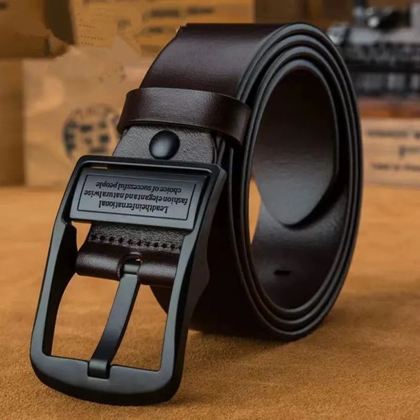 Men's Cowhide Leather Belt, Metal Alloy Buckle, Casual Waist Strap, Adult Luxury Brand, Business Jeans, New Fashion_viptrois.com