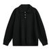 Monochrome Man- Mature Style Vertical Ribbed Texture Turn-Down Collar Sweater For Men, New Autumn And Winter Textured Polo Knitwear,_viptrois.com