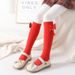 Children's socks autumn and winter style red festive new year cute tassel three dimensional bow girls calf socks comfortable cotton socks_viptrois.com
