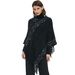 Unisex European and American spring and autumn stripes solid color fringe knitted cape cape_viptrois.com