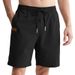 Men's Cotton Linen Shorts Straight Leg Solid Color Breathable Drawstring Elastic Waist Daily Beach Casual Five Point New_viptrois.com