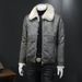 Winter New Men's Fur Integrated Fleece Thickened Coat Slim Fashion Warm Coat_viptrois.com