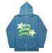 New Trendy Loose LOVE Star 2 Print Versatile Long Zipper Hoodie Jacket Korean Style Hooded Outerwear_viptrois.com