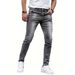 Men's Stretch Slim Fit Denim Jeans - Classic Solid Color Casual Pants For Everyday Wear (Black, Dark Blue, Charcoal)_viptrois.com