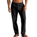 "Men's Linen Casual Pants - Breathable Summer Straight Fit Pants For Outdoor & Beach Wear (White, Black, Gray, Khaki, Army Green)"_viptrois.com