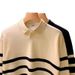 Striped Color Blocked Collar Knitted Sweater With New Fashionable And Casual Design_viptrois.com