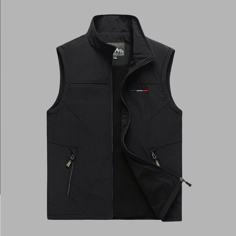 Men’s Lightweight Utility Vest – Breathable Corduroy Multi-Pocket Waistcoat (Black/Khaki/Army Green/Navy, M-6XL EU Sizing)_viptrois.com