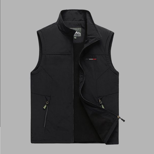 Men’s Lightweight Utility Vest – Breathable Corduroy Multi-Pocket Waistcoat (Black/Khaki/Army Green/Navy, M-6XL EU Sizing)_viptrois.com