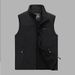 Men’s Lightweight Utility Vest – Breathable Corduroy Multi-Pocket Waistcoat (Black/Khaki/Army Green/Navy, M-6XL EU Sizing)_viptrois.com