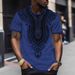 Men's 3D Printed Color Block T-Shirt - African Tribal Pattern Round Neck Short Sleeve Casual Top_viptrois.com