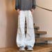 High-Quality Original Tie-Dye Jeans Men's High Street Cool Casual Tall Long Dirty White Straight-Leg Pants Trendy_viptrois.com