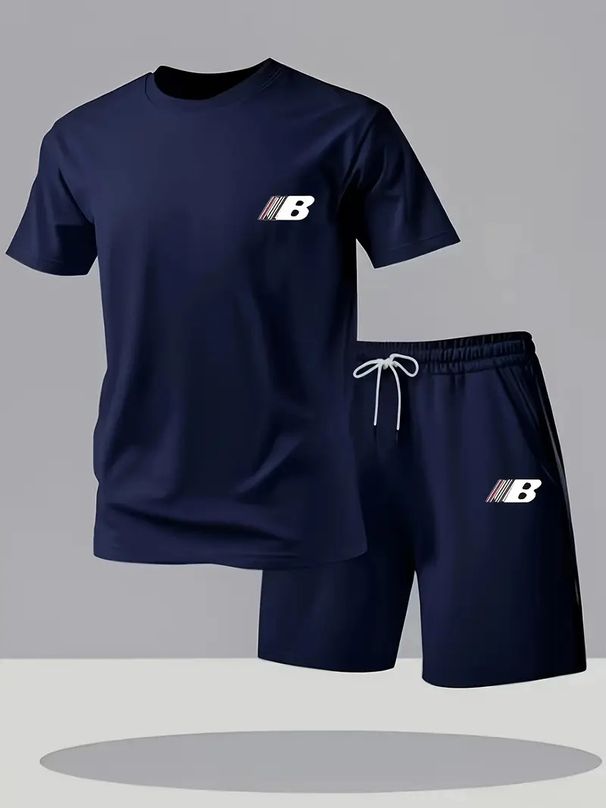 Men's Clothing Summer Printed Ice Silk Short Sleeved Shorts Two Piece Suit Teenagers Men's T Shirt Trousers Casual Wear_viptrois.com