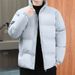 Men's Winter Padded Jacket With Stand Collar - Lightweight Warm Coat For Couples, Japanese Streetwear Style, Thickened Short Puffer Coat_viptrois.com