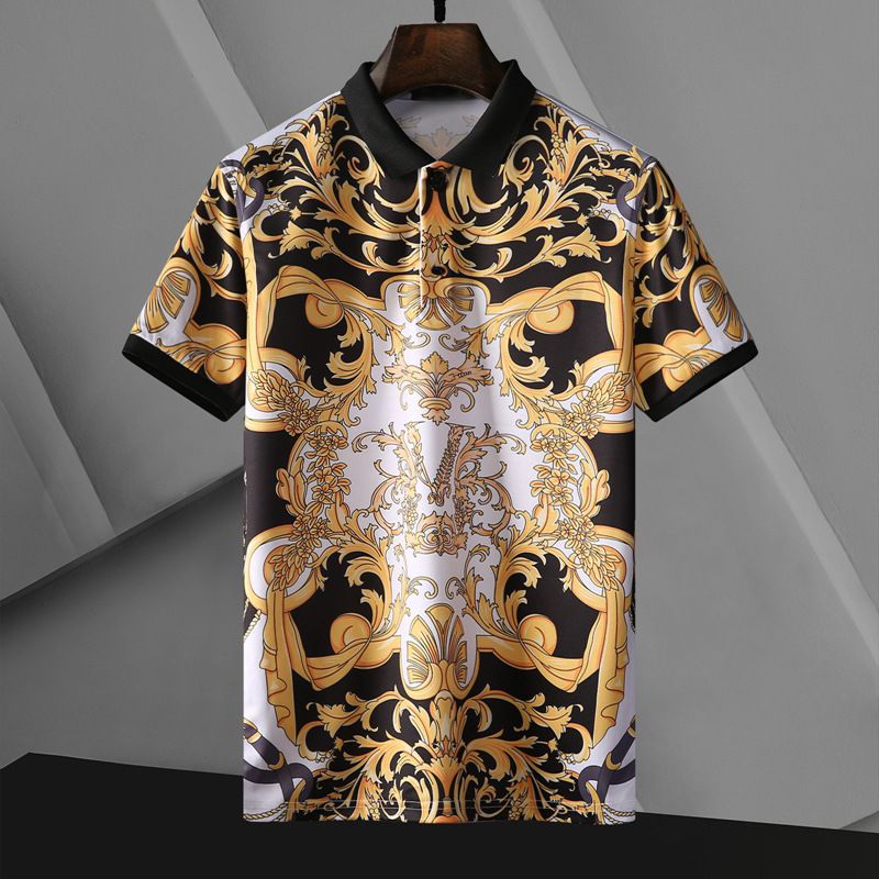 Men's Clothing New Summer Men's Fashion Casual Short Sleeved T Shirt Youth Retro Printed Lapel Ice Silk T Shirt For Men V802_viptrois.com