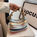 Women's Bags Fashionable Contrast Color Woven Bag For Women Summer New Ins Simple Casual Dumpling Bag Versatile Shoulder Bag_viptrois.com