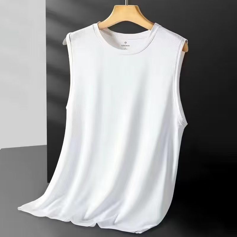Men's Clothing Summer Ice Silk Ice Sense T Shirt Ins Personality Trend Outer Wear Sports Waistcoat Loose_viptrois.com