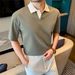 Summer Men's Short Sleeve Polo Shirt 7A Antibacterial Seagull Collar Drop Shoulder Turn down Business Casual Loose T-Shirt_viptrois.com