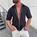 Men's High End Zipper Lapel Summer Short Sleeved Cardigan T Shirt_viptrois.com