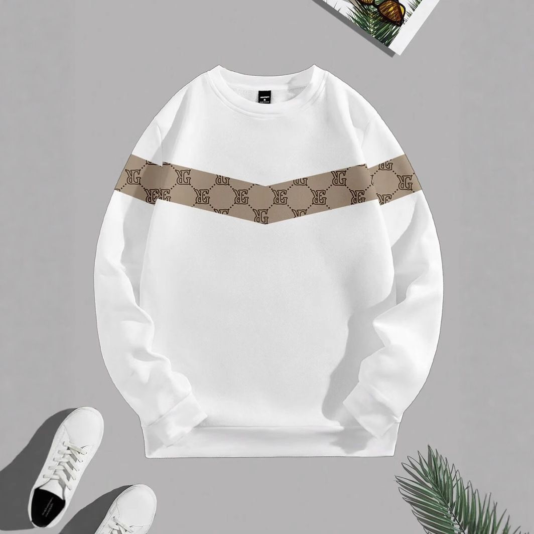 Men's Clothing Formal Pullover Sweatshirt, White V Neck Pattern, Men's Autumn Hot Selling Business Casual Style_viptrois.com