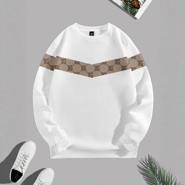 Men's Clothing Formal Pullover Sweatshirt, White V Neck Pattern, Men's Autumn Hot Selling Business Casual Style_viptrois.com