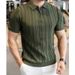 Half Zipper Shirt Men's Short Sleeve Lapel Knitted Tops Handsome Shirt Men's_viptrois.com