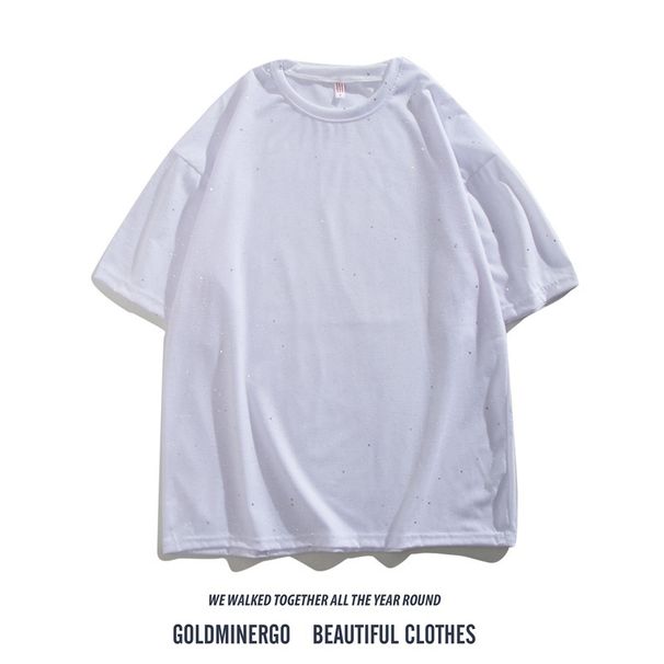 Men's Clothing Starry Sky Hot Diamond Short Sleeved Fashionable And Casual Solid Color Versatile Fashion Trend_viptrois.com