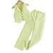 Kid's Clothing Summer Hot Sale Four Color Sleeveless Cardigan Top Solid Color Suit Trousers Girls Two Piece Suit_viptrois.com