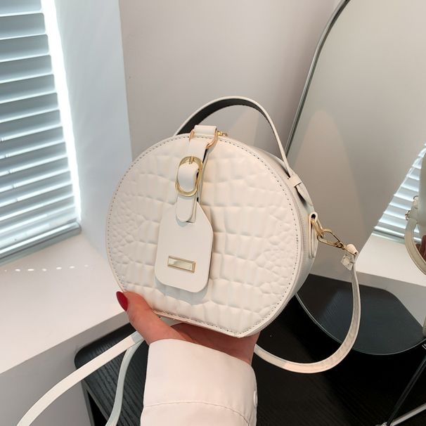 Women's Bags Textured Simple Solid Color Small Fresh And Fashionable Handbag Summer Shoulder Messenger Bag Small Round Bag Fashion_viptrois.com