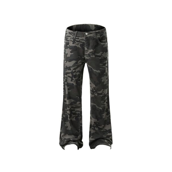 American Style Camouflage Denim Casual Loose Street Fashion Men's Outdoor Functional Vibe Flared Pants_viptrois.com
