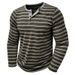 Men's Long Sleeve Henley Shirt – Vintage Striped Cotton Blend Tee With 3-Button Placket (Breathable Mid-Weight Fabric)_viptrois.com