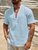 Men's Clothing Single Layer Breathable Stand Up Collar Short Sleeved Shirt Fashion Simple Solid Color Shirt_viptrois.com