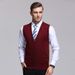 Men's Wool Blended V Neck Knitted Cardigan Vest Cardigan Sweater Colorblock Casual All Match Sleeveless Vest_viptrois.com