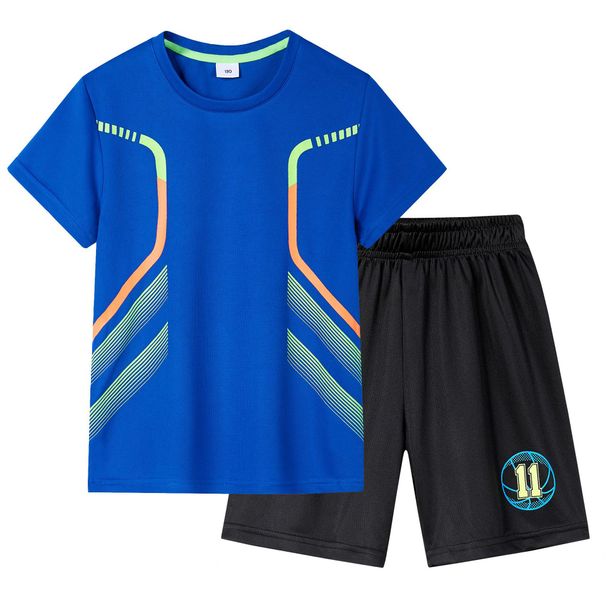 Kids Clothing Boys' Summer Children's Suit Outdoor Quick-drying Short-sleeved Stretch T-shirt Stretch Elastic Shorts Sports Suit_viptrois.com