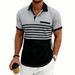 Men's Casual Summer Polo Shirt Color Block Waffle Stripe Short Sleeve Collared American Style Commuter Fashion_viptrois.com
