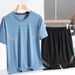 New Summer Shorts Loose Ice Silk Men's T-Shirt Quick Drying Minimalist Set_viptrois.com
