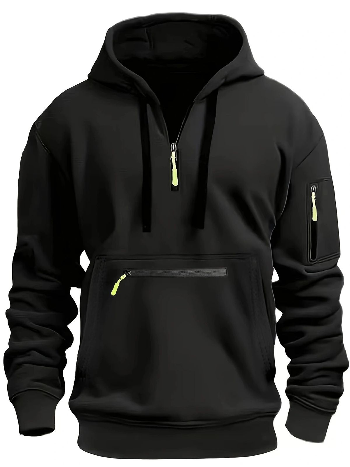 Autumn Winter With Pockets Waterproof Zipper Multi-Pocket Pullover Men's Sports Casual Hoodie_viptrois.com