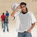 Spliced Mesh Short-sleeve Quick-dry Men's Loose Blank Rugby V-neck T-shirts_viptrois.com