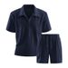 Men's 3D Casual Sports Suit Versatile Polo Shirt Short Sleeves Spring Summer Autumn Wear Black Beige Gray Khaki Loose Fit_viptrois.com