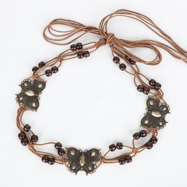 Women's Belts Belt Bohemian Ladies Waist Ornament Butterfly Rhinestone Knotted Ethnic Handmade Wooden Beads Casual_viptrois.com