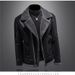 Men's Plus Size Faux Fur Lined Winter Jacket, Windproof Casual Coat With Thick Fleece Lining, Black Slim Fit Outerwear For Big & Tall_viptrois.com