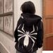 Gothic Unisex Hoodie With Spider Print - Dark Aesthetic Zip-Up Sweatshirt For Men & Women (White, Black, Red, Khaki, Blue, Green, Lavender)_viptrois.com