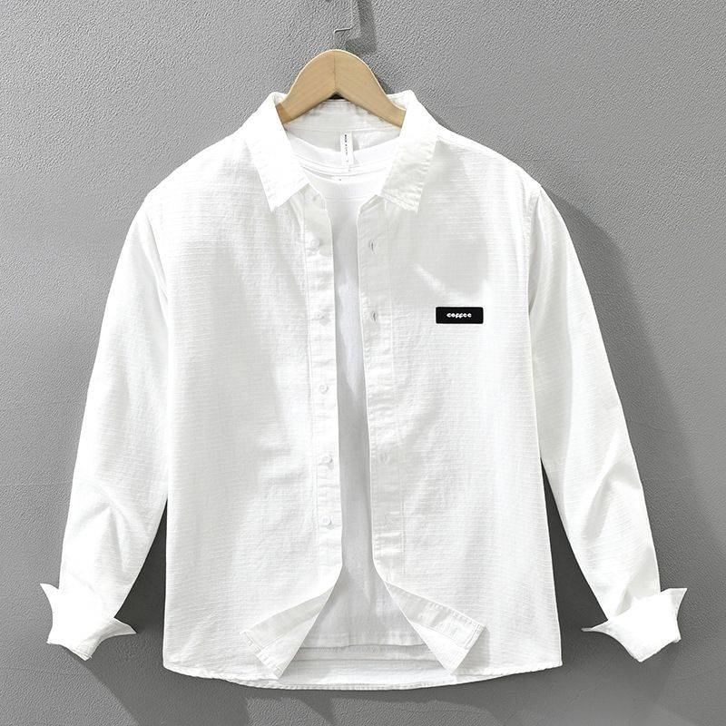 Solid Color Long Sleeved Shirt Men's New Fashionable And Versatile Artistic Casual Loose Top_viptrois.com