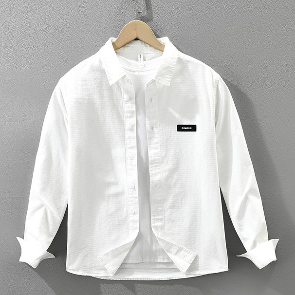 Solid Color Long Sleeved Shirt Men's New Fashionable And Versatile Artistic Casual Loose Top_viptrois.com