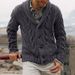Pure Casual Sweater Export New Cross-Border Loose Long Sleeve Turn-Down Collar European And American Simple Jacket Men's_viptrois.com